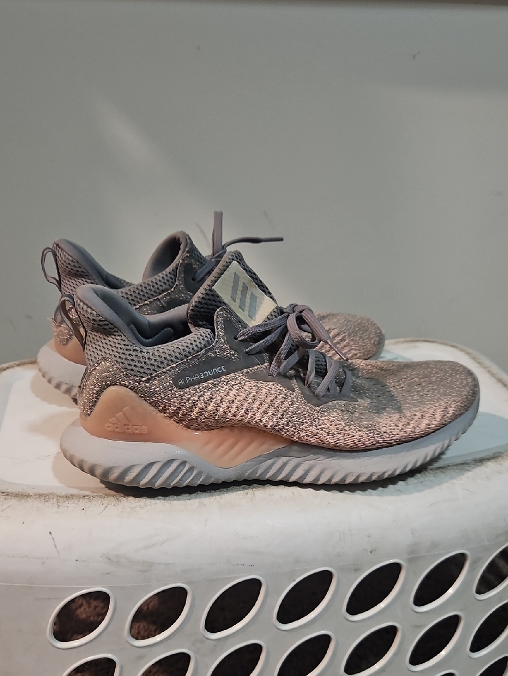 adidas Women’s Alphabounce Running Shoes - Gray and Light Pink